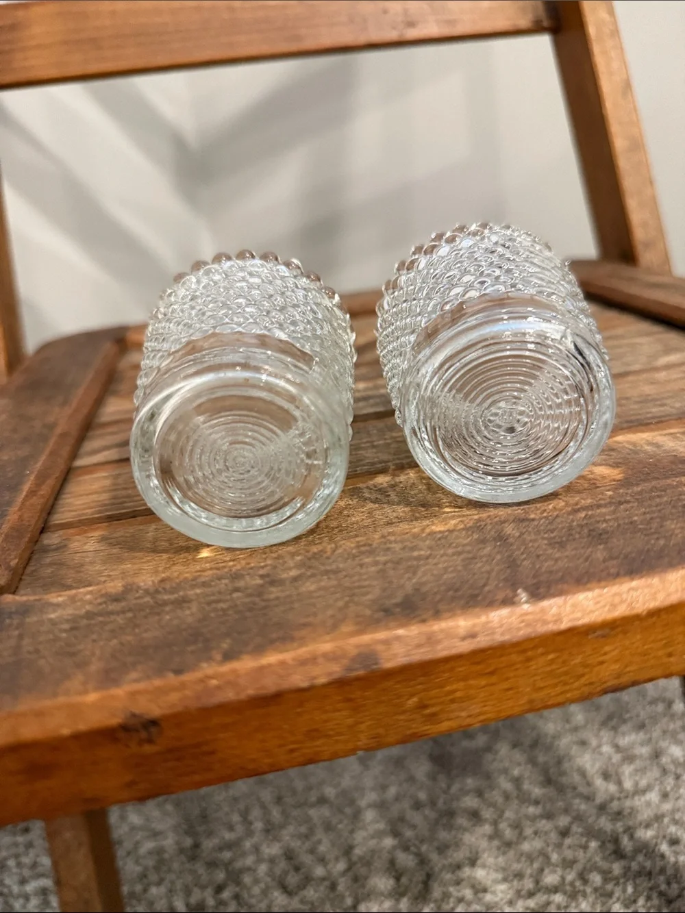 Vintage Clear Hobnail Bubble Glass Votive Candle Holders Set of 2